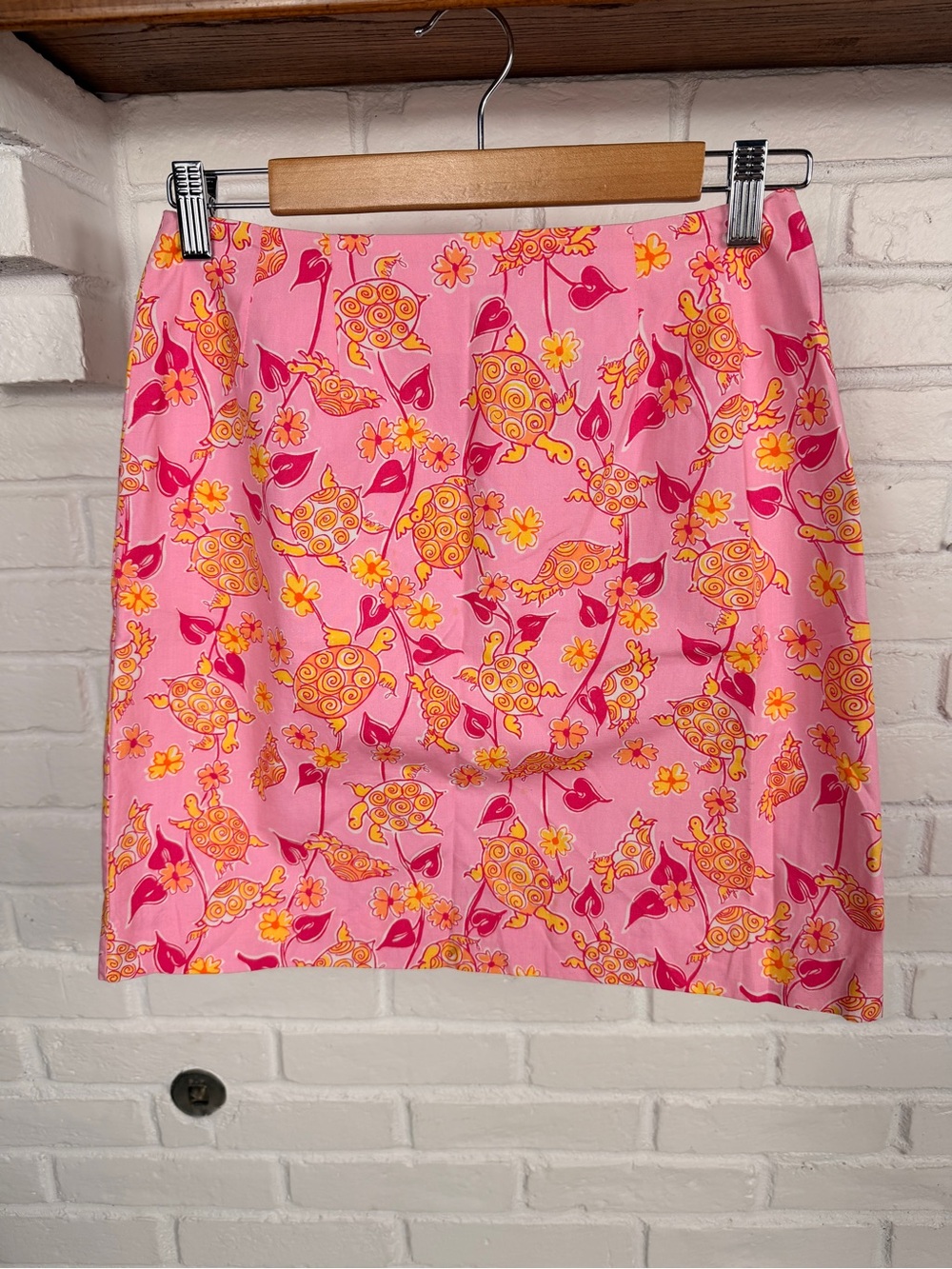 Lilly Pulitzer‎ Size 4 Turtle Print Mini Skirt Pink Floral Resort Preppy